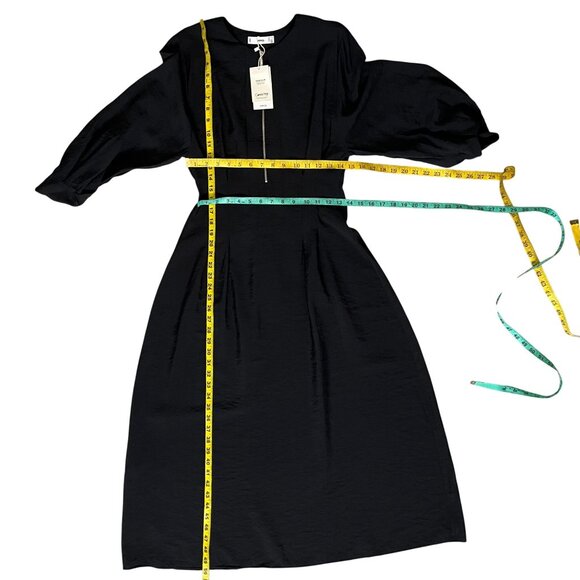Mango MNG Black Tencel Midi Dress Zip Front Long Sleeve NWT - Picture 13 of 13